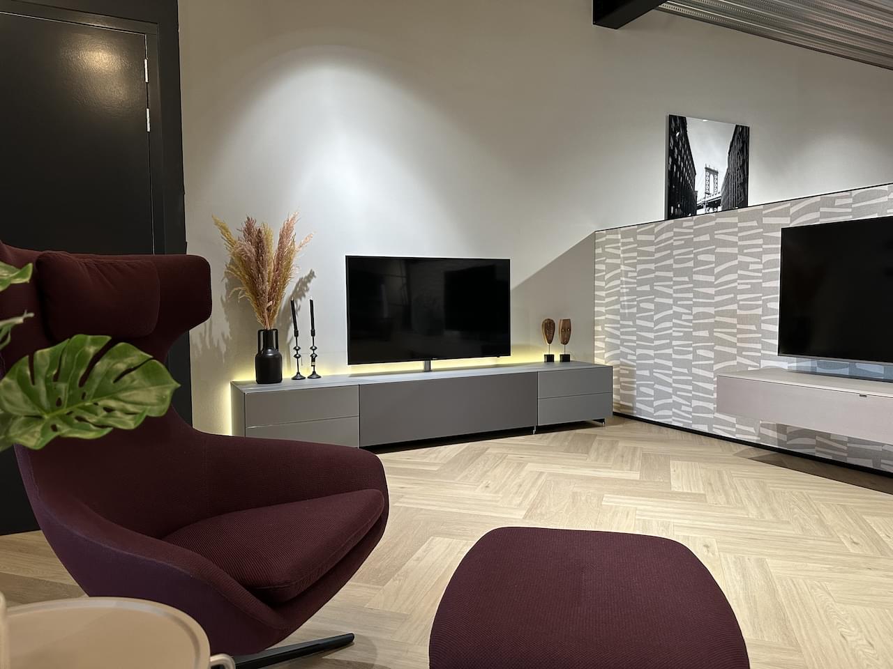 staand soundbar tv-meubel 2.63m in de kleur Cement