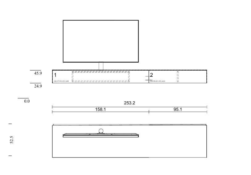 zwevend tv-meubel | 2.52m | incl. Spectral sound | SlateGrey Metallic glas