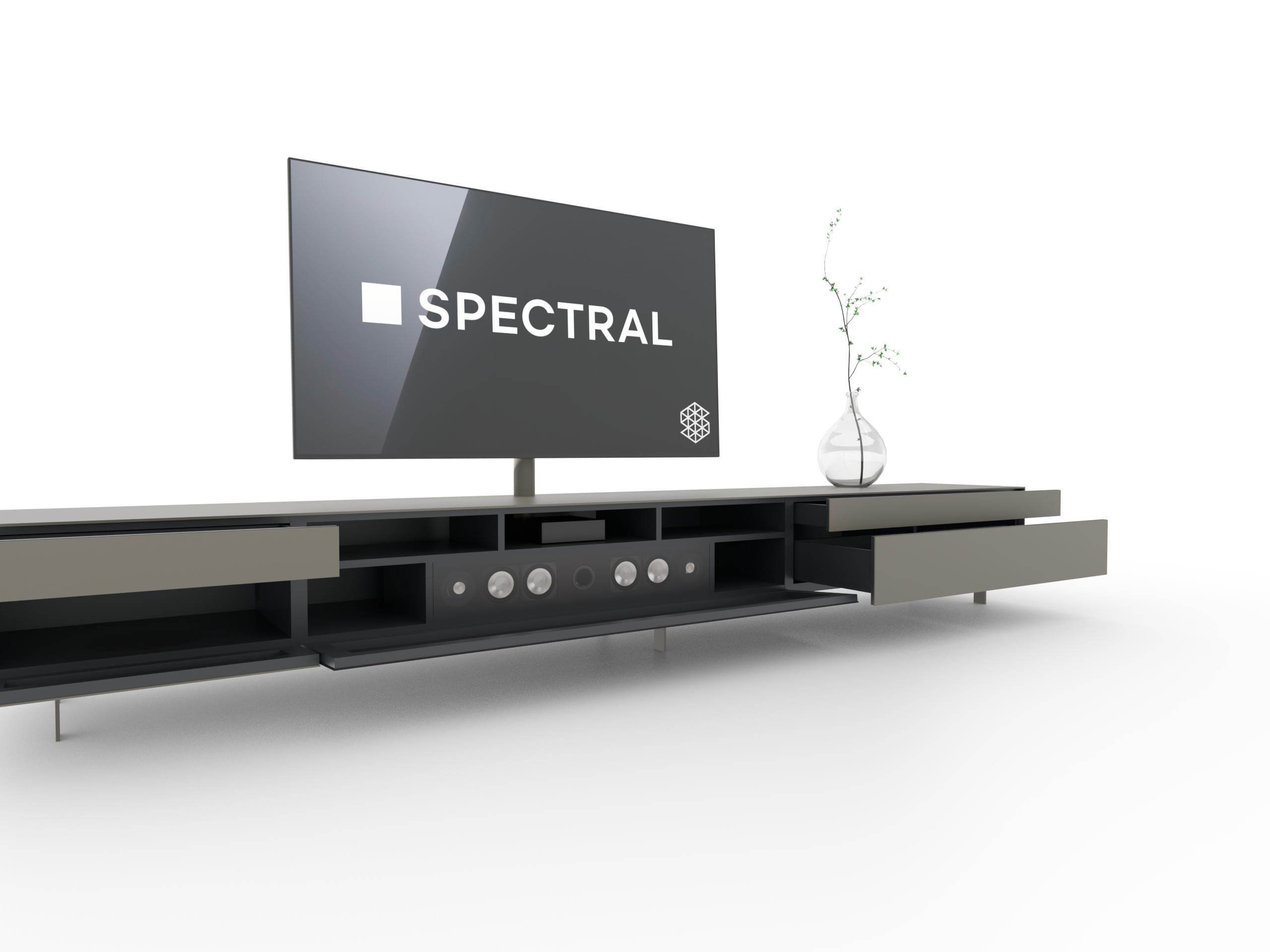 soundbar tv-meubel 3.47m in Metallic Roast