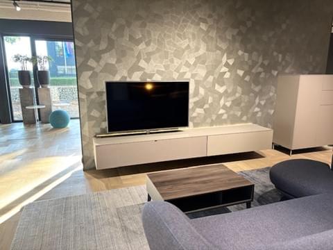 zwevend tv-meubel 2.80m, sound prepared, kleur Pebble