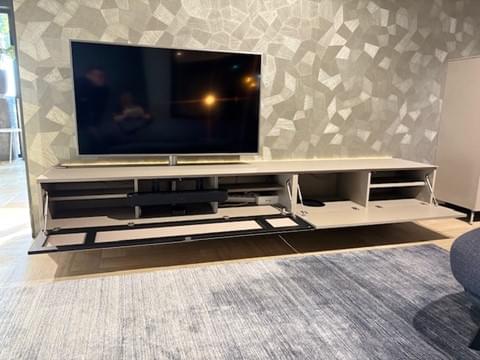 zwevend tv-meubel 2.80m, sound prepared, kleur Pebble