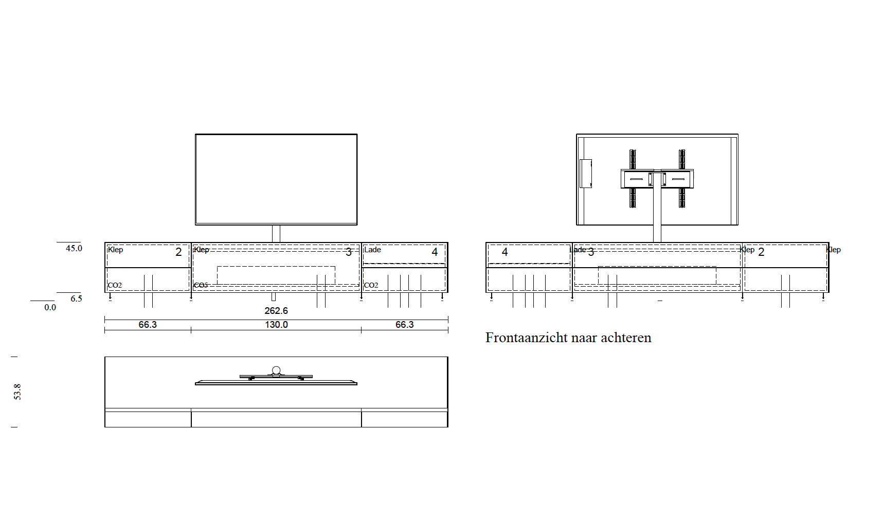 soundbar tv-meubel 2.63m, kleur Cement roomdivider