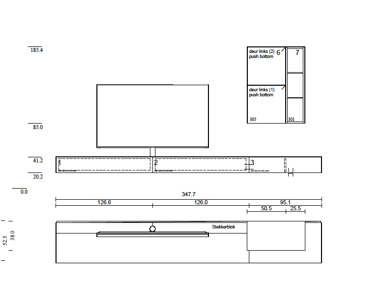 zwevend thuisbioscoop tv-meubel inclusief VRP1 soundbar