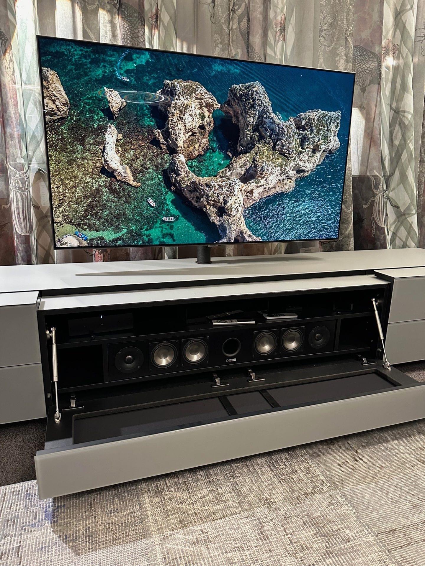 Cocoon soundbar tv-meubel 2.63m, kleur Cement roomdivider