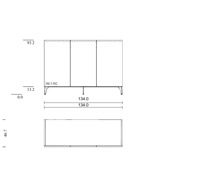 dressoir sideboard Just Charlie, 1.34m kleur Granite met een Deep Oak kleur topblad